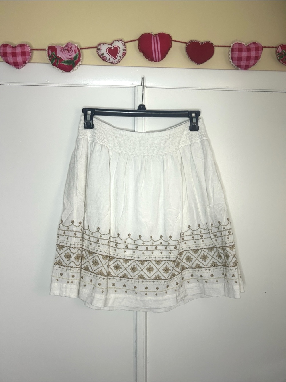 J. Jill Embroidered Cotton Mini Skirt | Boho Cottagecore Pull-On Skirt - Picture 2 of 8